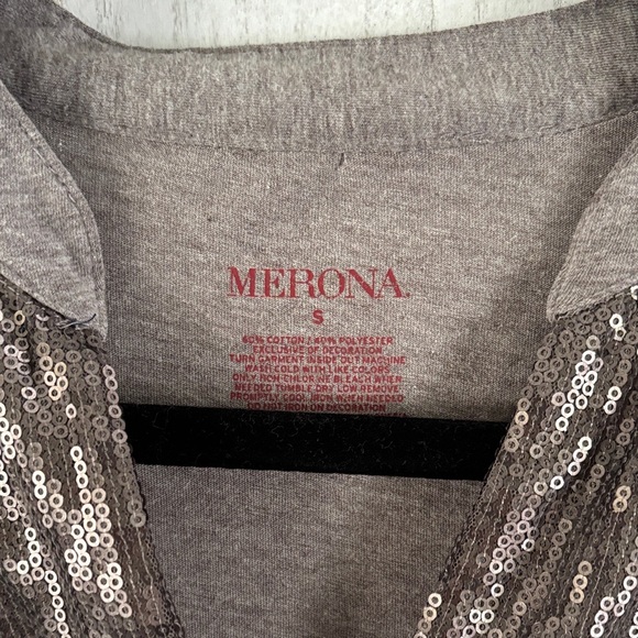 Merona Gray Sequin Accent Blouse - Picture 2 of 7